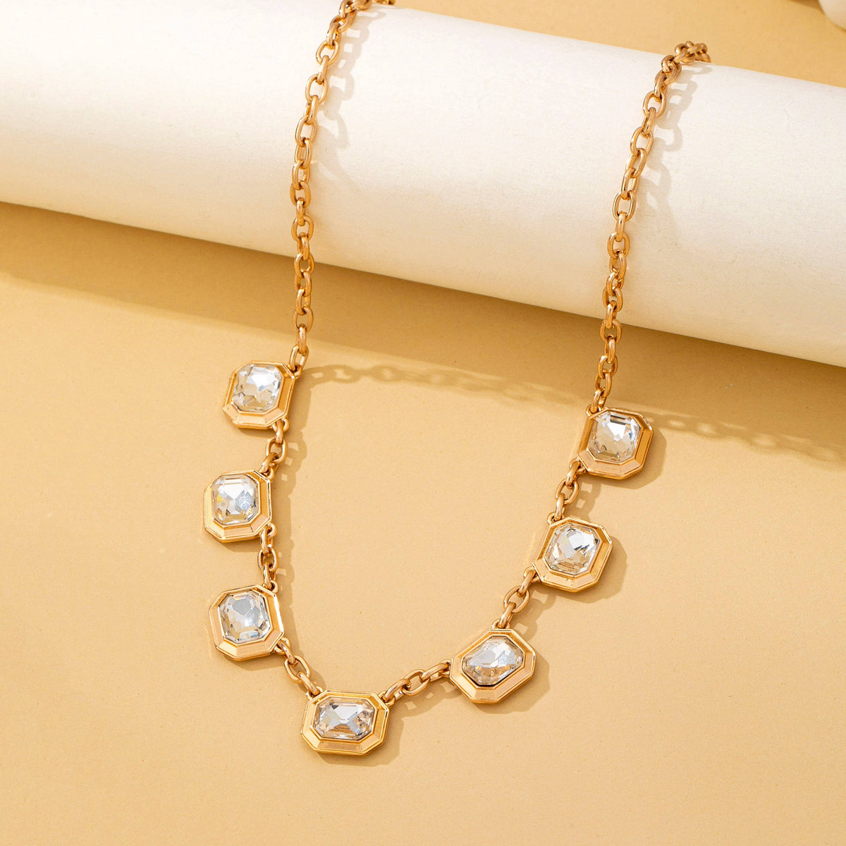 Emerald-Cut Crystal Statement Drop Necklace | 80N93252