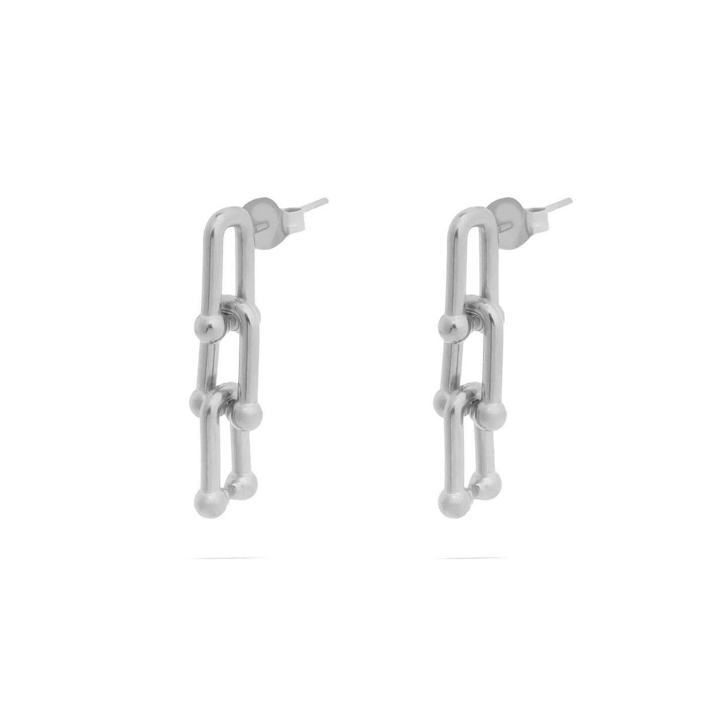 18K Gold PVD Stainless Steel Thin Ulock Chain Earrings