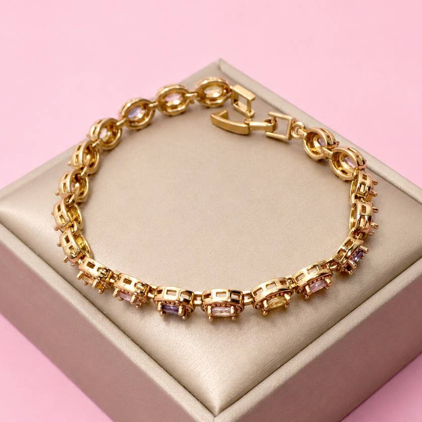 Multicolor Rainbow Crystal Halo Bracelet | 40B5268