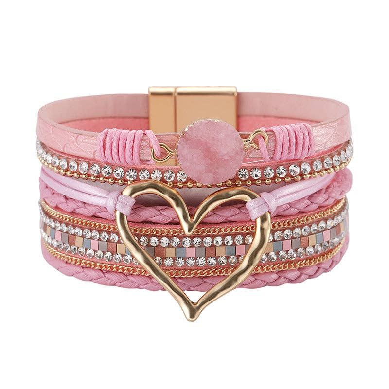 Multi-Layer Heart Charm Bangle Bracelets - BJ/LB