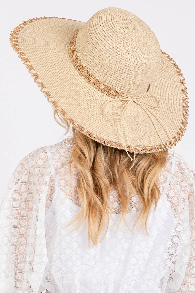 Edge Band Woven Detail Wide Sun Hat