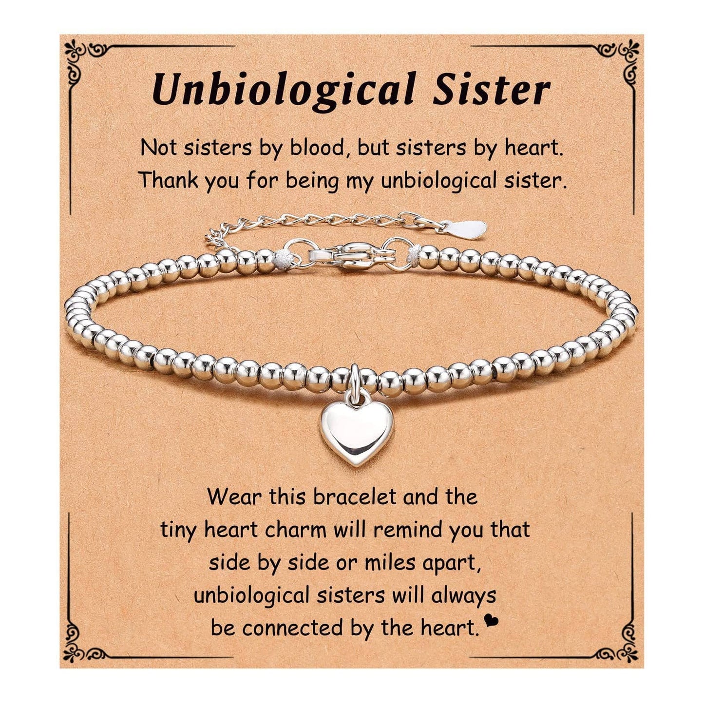 Heart Charm Stainless Steel Bracelet with Blessing Cards