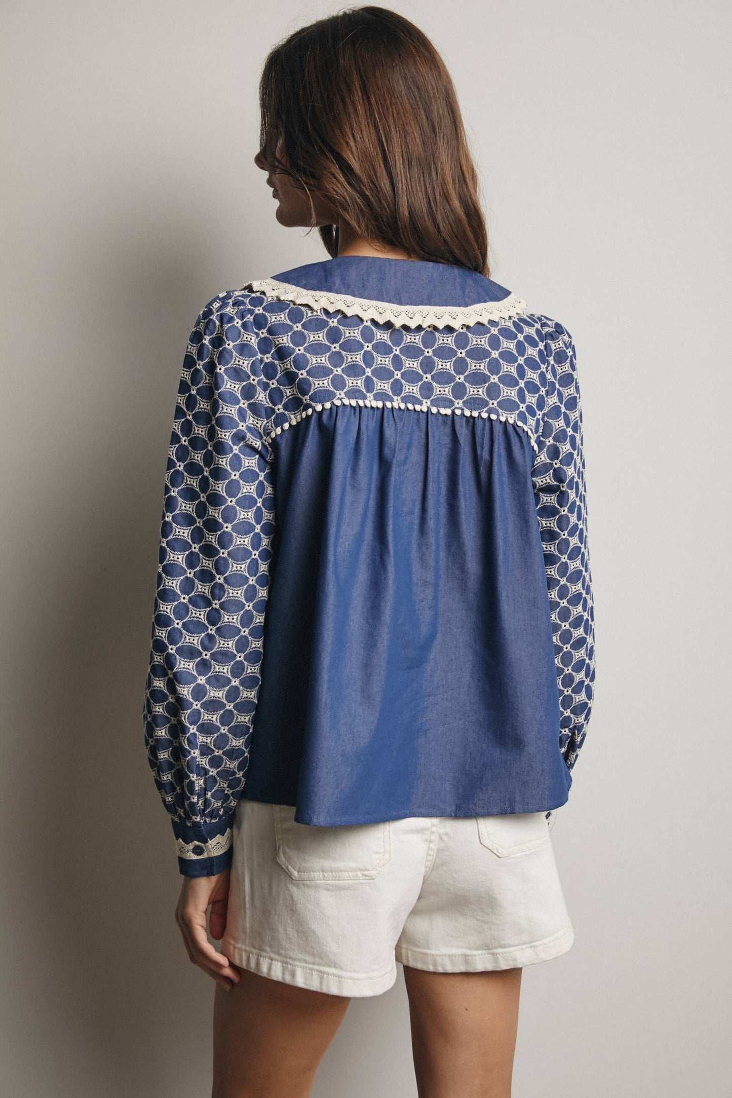 Embroidered Denim Blouse FT0020