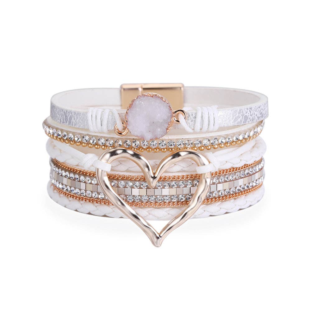 Multi-Layer Heart Charm Bangle Bracelets - BJ/LB