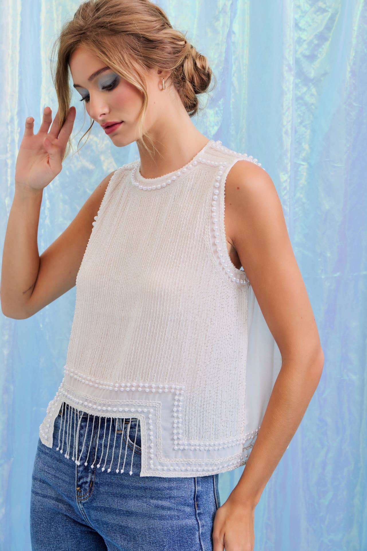 Amelia Beaded Slvls Top