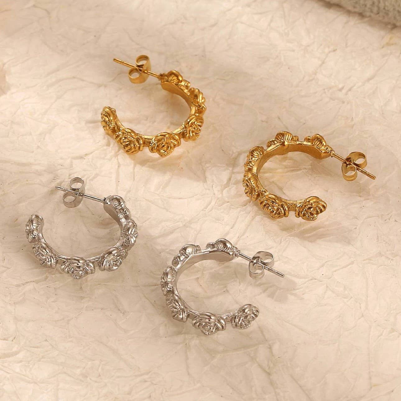 18K STAINLESS STEEL WATERPROOF TARNISH FREE HOOPS | 40E400