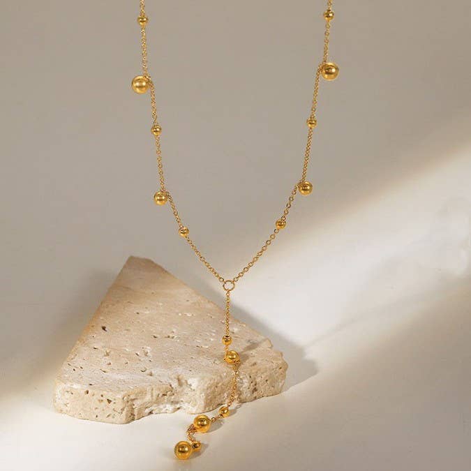 18K STAINLESS STEEL TARNISH FREE BALL Y NECKLACE | 40NK9617