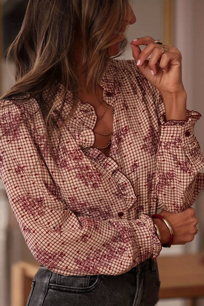 Ruffled Button-Down Blouse