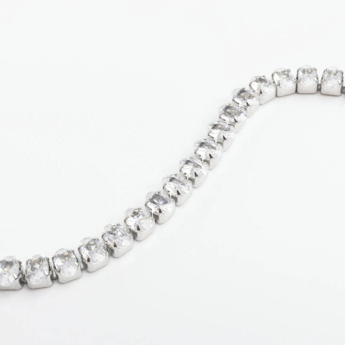 Oval Cubic Zirconia Tennis Chain Bracelet