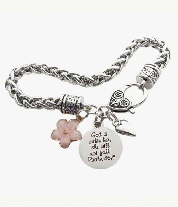 ( J168 )  INSPIRATION MESSAGE BRACELET - PSALM 46:5