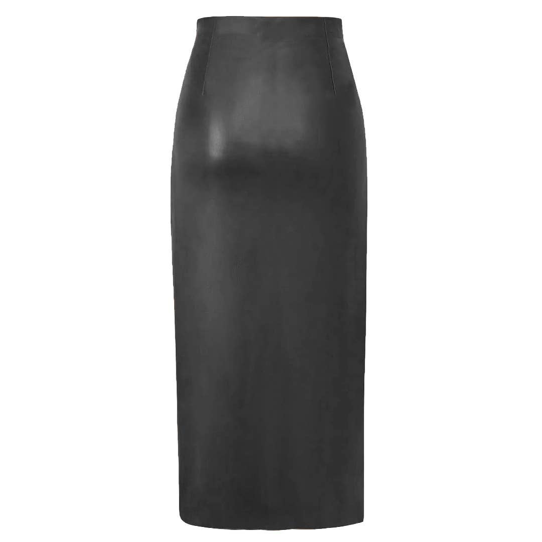 PU SPLIT LEATHER SKIRT HIGH WAIST ZIPPER SKIRT