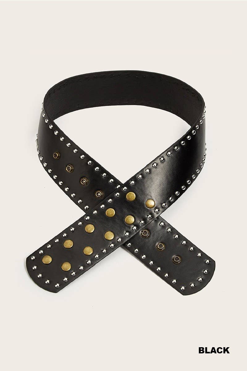 Wide Studded Fashion Belt