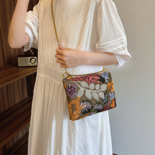 Embroidered Sequin Hand-held Chain Bag