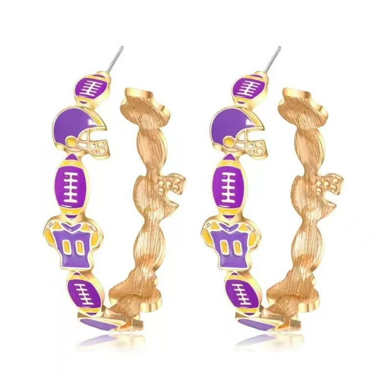 Cut Pair of Gameday Hoop Earrings for LSU Fans