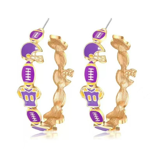 Cut Pair of Gameday Hoop Earrings for LSU Fans
