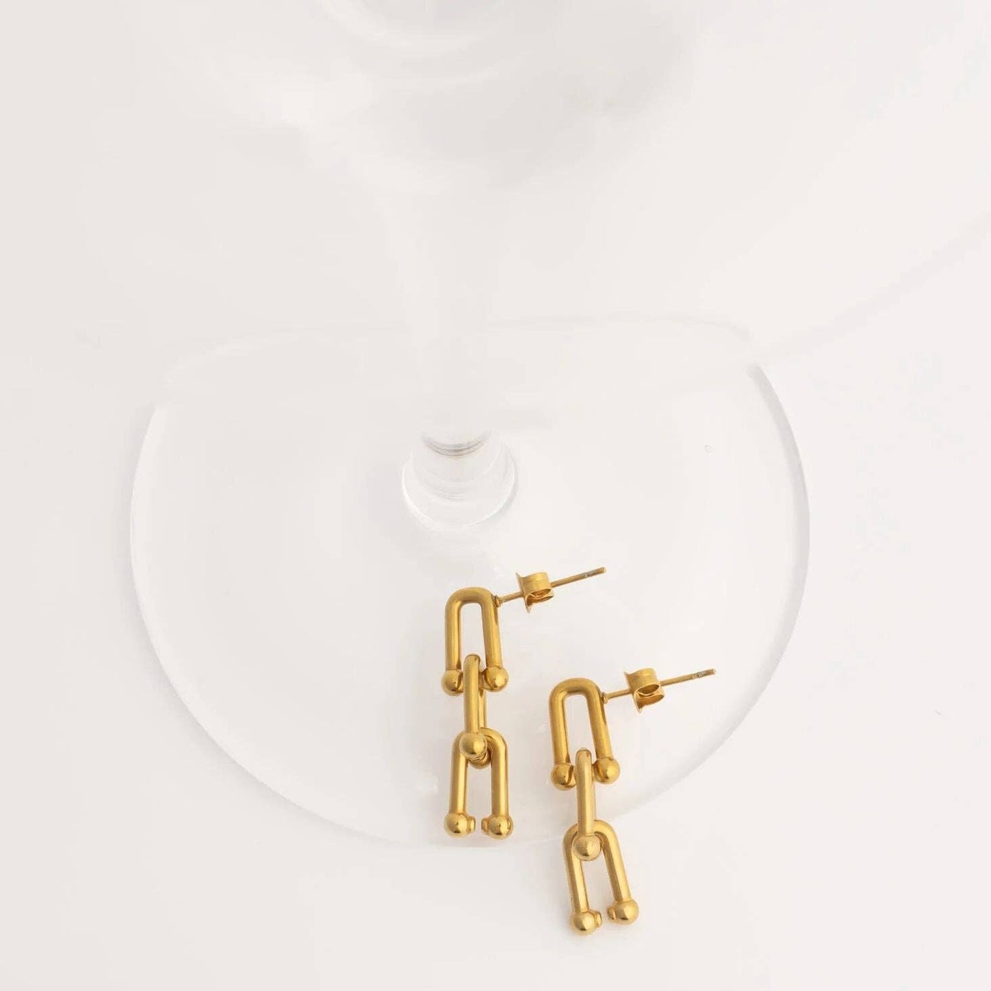18K Gold PVD Stainless Steel Thin Ulock Chain Earrings