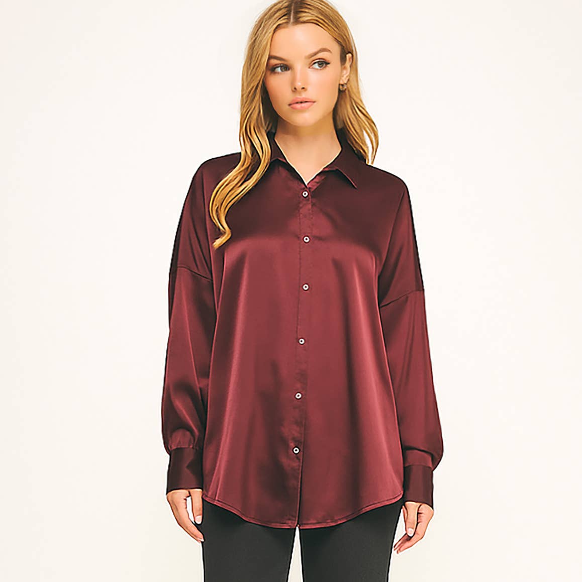 SATIN BUTTON DOWN SHIRT