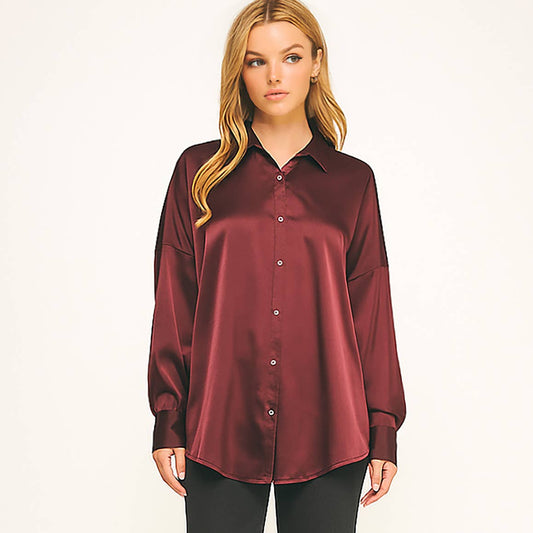 SATIN BUTTON DOWN SHIRT
