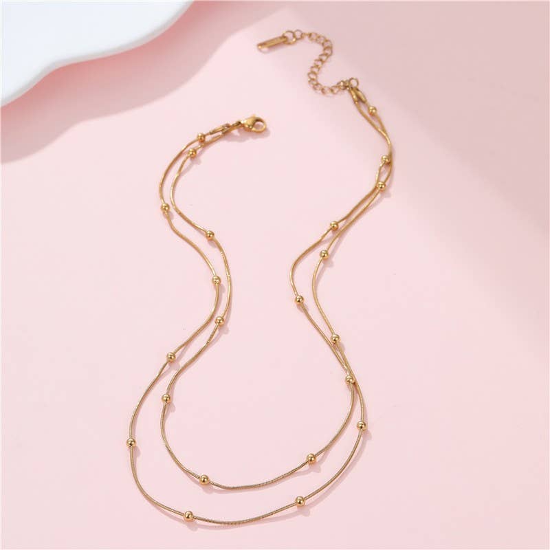 18K STAINLESS STEEL TARNISH FREE LAYERED NECKLACE | 40NK9684