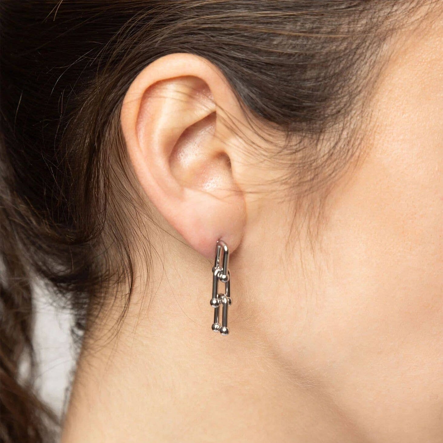 18K Gold PVD Stainless Steel Thin Ulock Chain Earrings