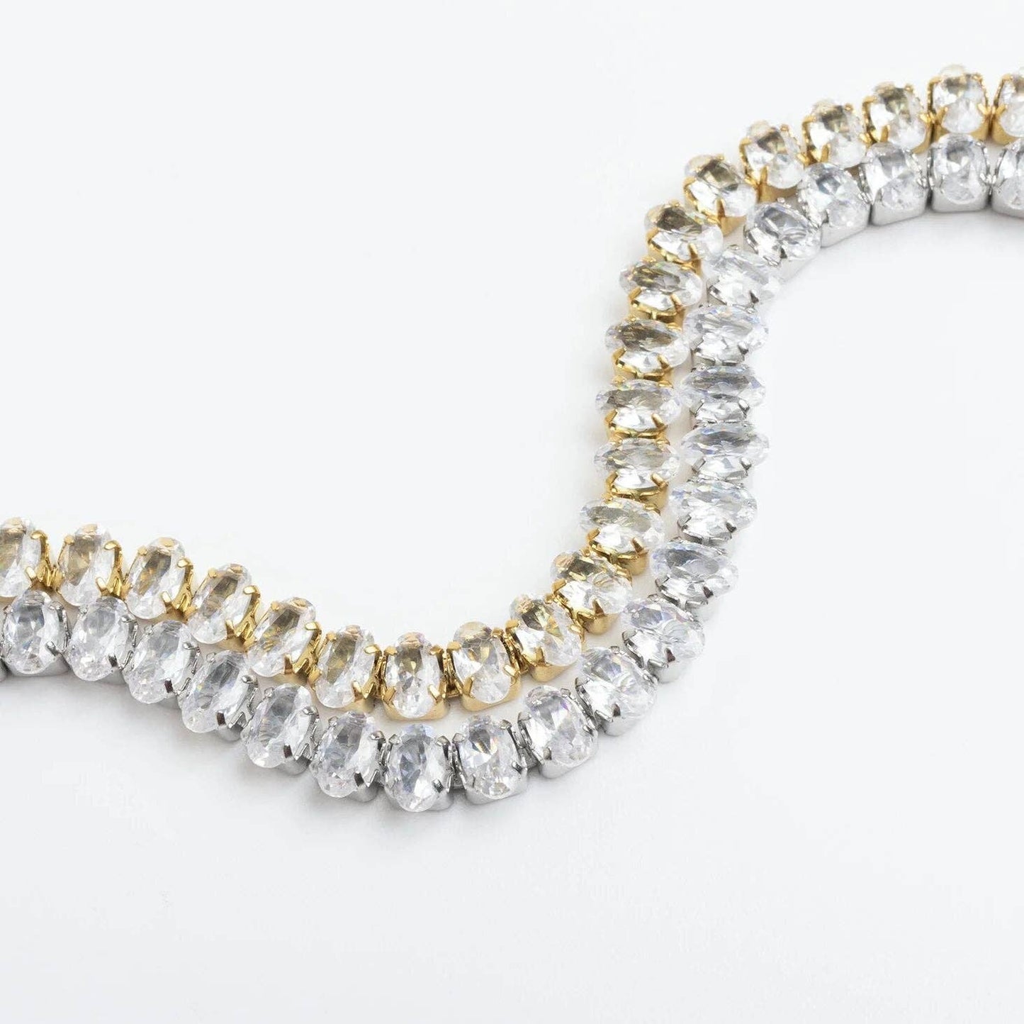 Oval Cubic Zirconia Tennis Chain Bracelet