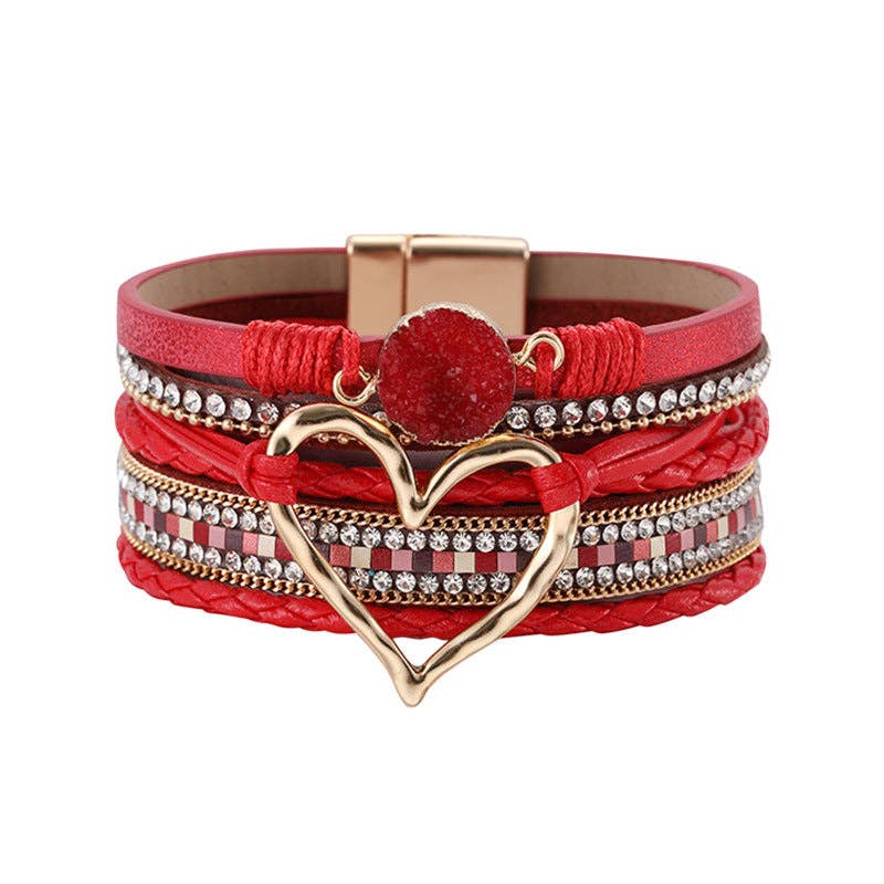 Multi-Layer Heart Charm Bangle Bracelets - BJ/LB