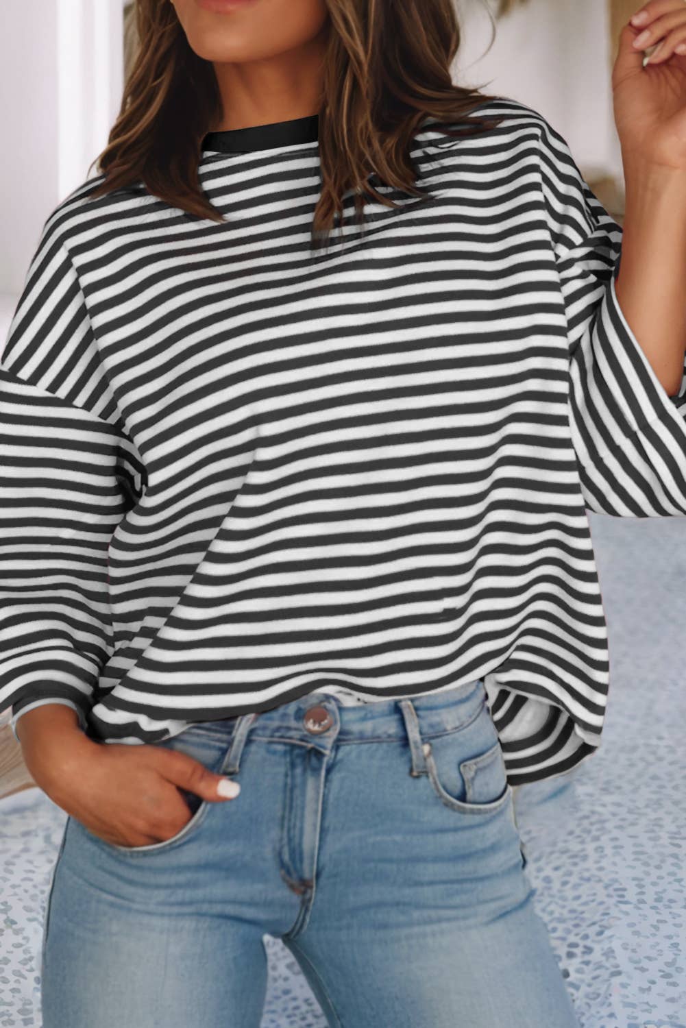 LDC Casual Shift Striped Round Neck T-Shirts