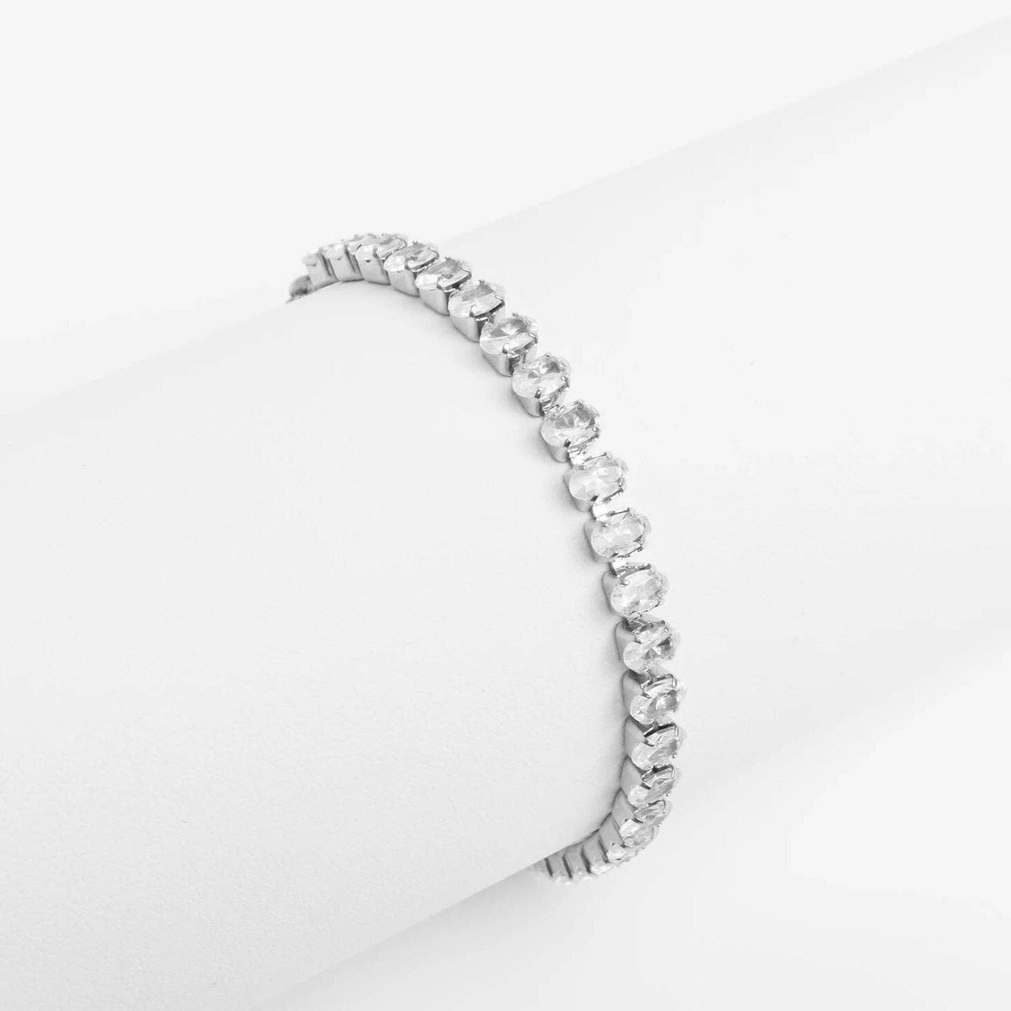 Oval Cubic Zirconia Tennis Chain Bracelet