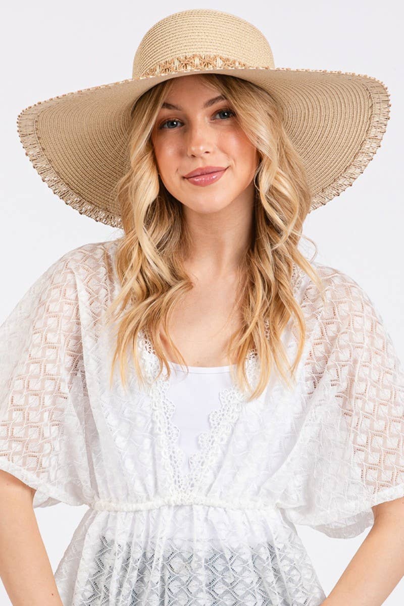 Edge Band Woven Detail Wide Sun Hat