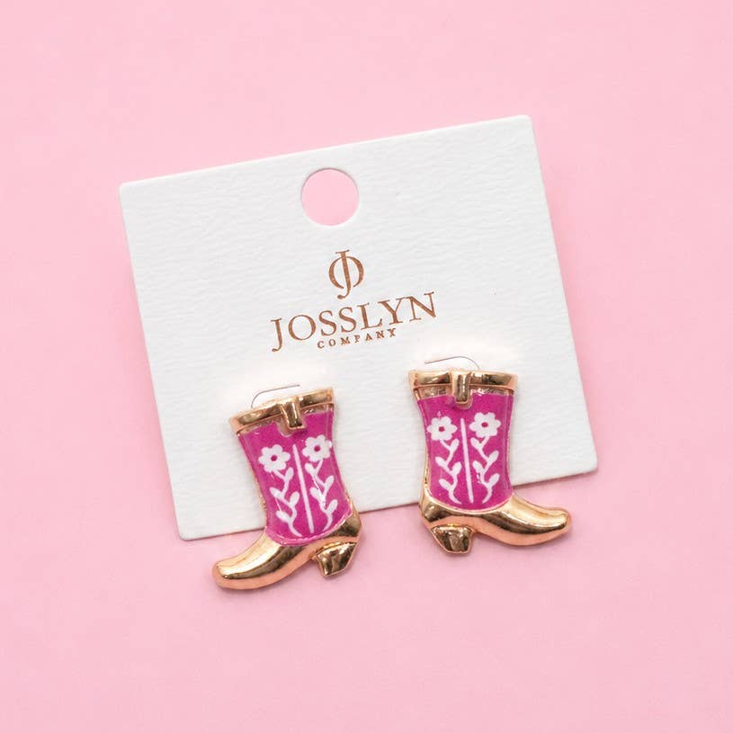 Western Boot Stud Enamel Charm Statement Earrings | 40E507