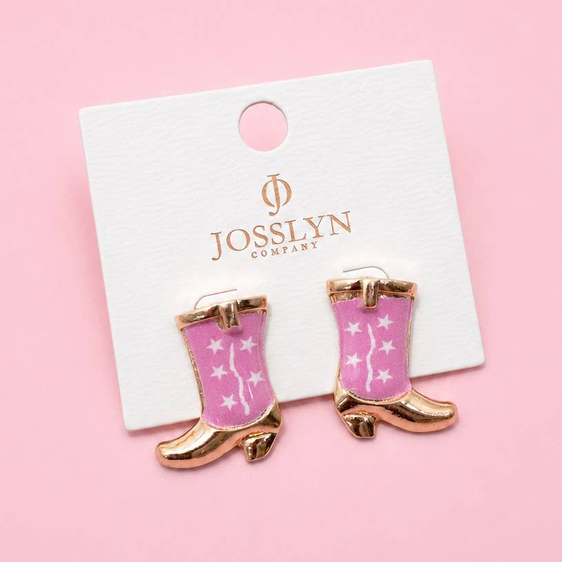 Western Boot Stud Enamel Charm Statement Earrings | 40E507