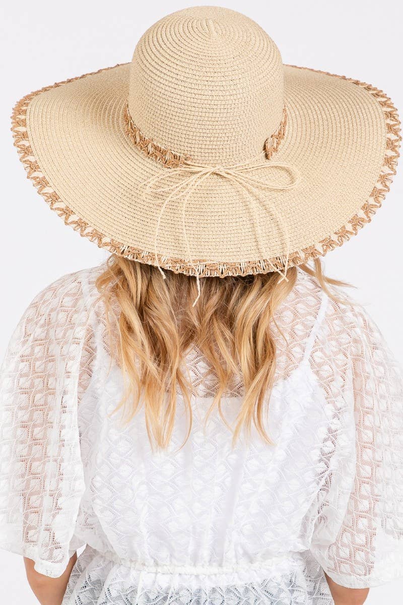 Edge Band Woven Detail Wide Sun Hat