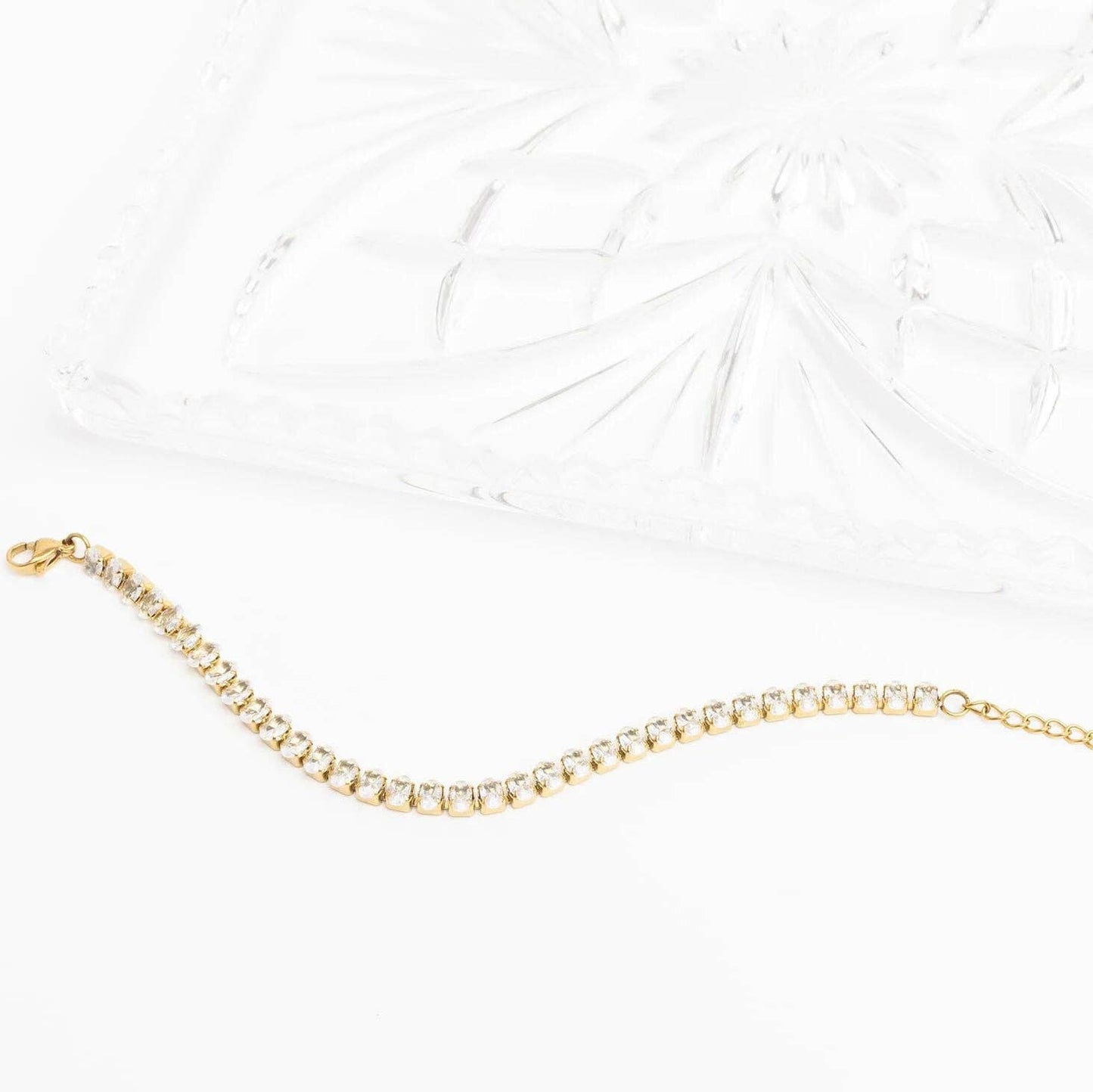Oval Cubic Zirconia Tennis Chain Bracelet