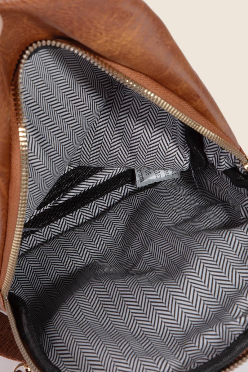 Polished Faux Leather Sling Bag