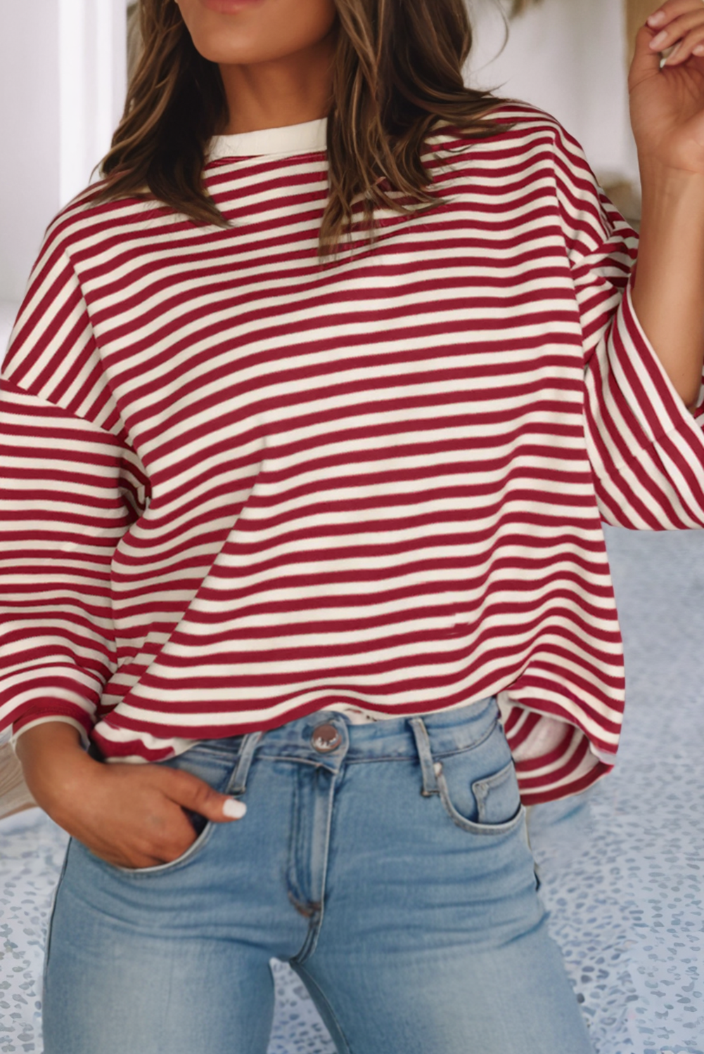 LDC Casual Shift Striped Round Neck T-Shirts