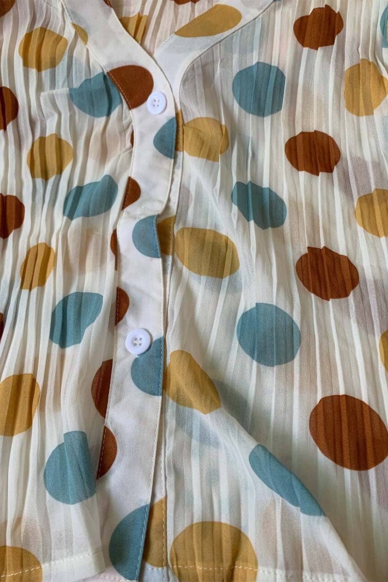 Button-Front Polka Dot Blouse