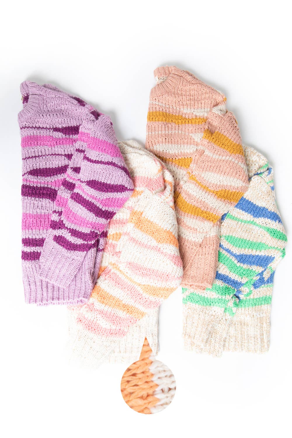 12W2873N-Multi Color Casual Knit Sweater Top