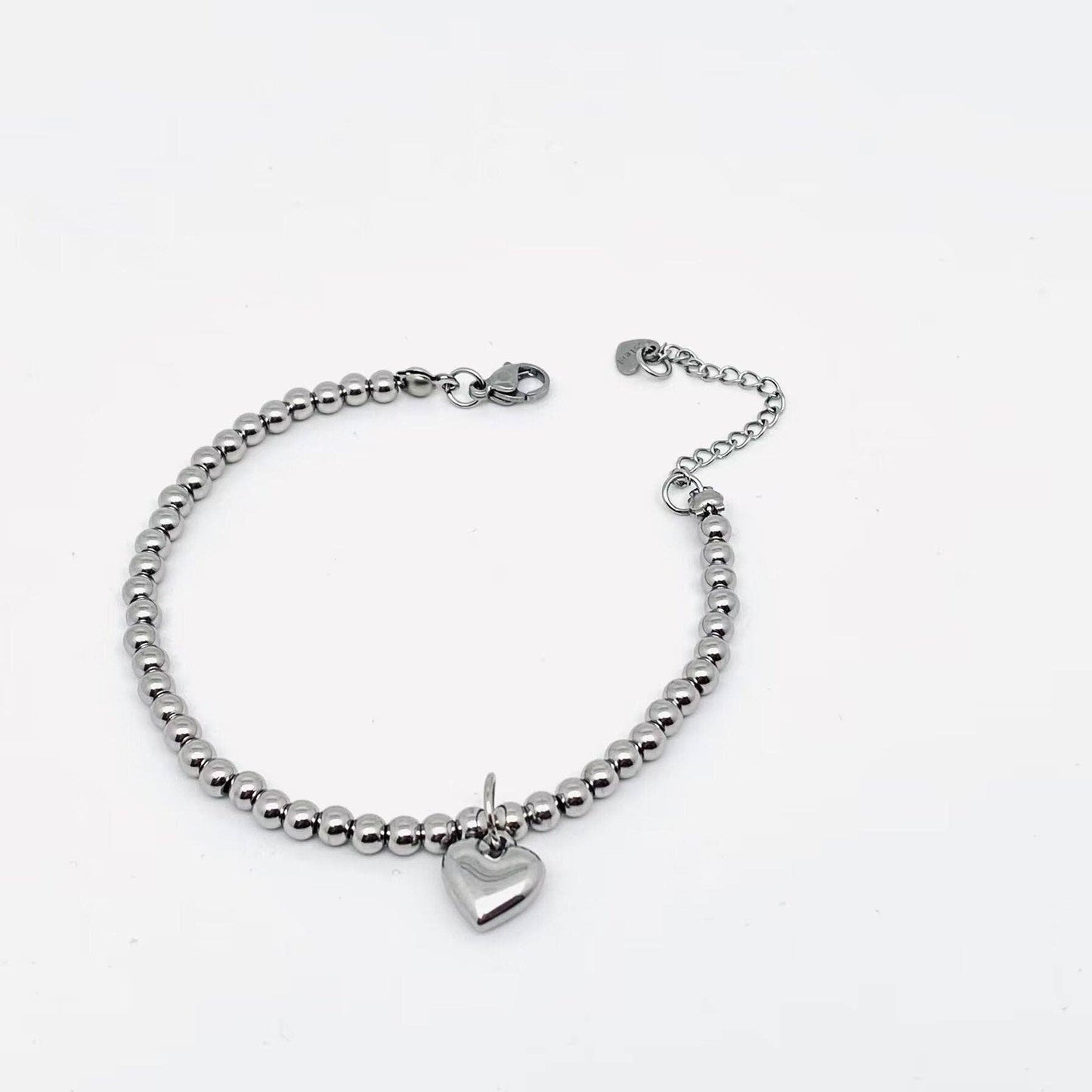 Heart Charm Stainless Steel Bracelet with Blessing Cards