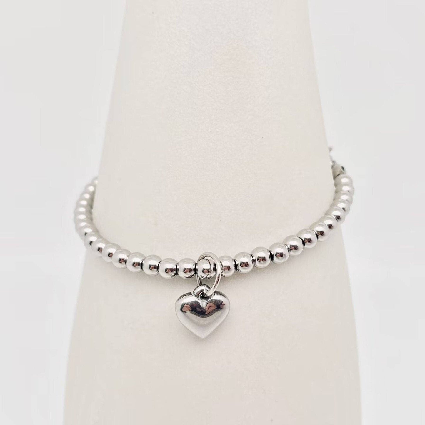 Heart Charm Stainless Steel Bracelet with Blessing Cards