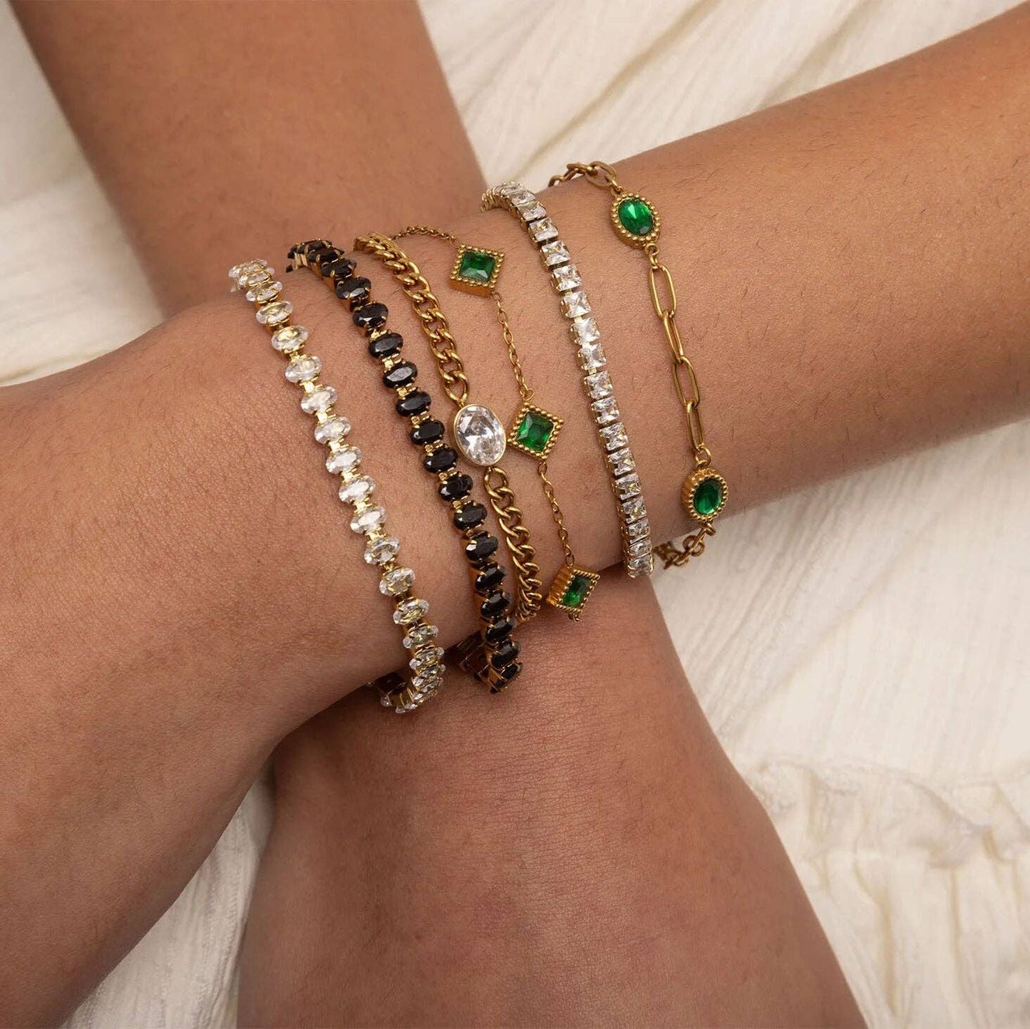 Oval Cubic Zirconia Tennis Chain Bracelet