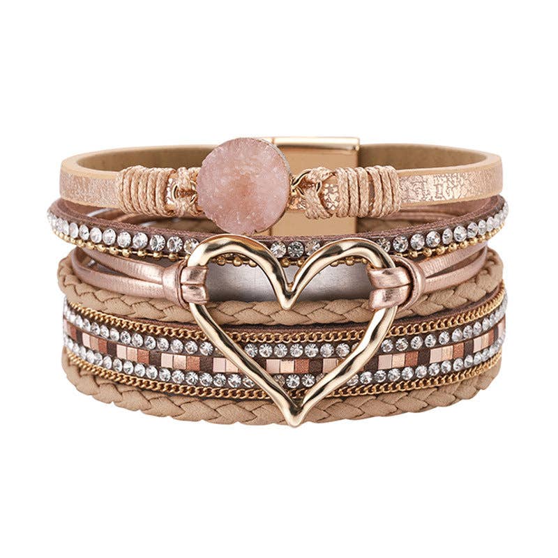 Multi-Layer Heart Charm Bangle Bracelets - BJ/LB