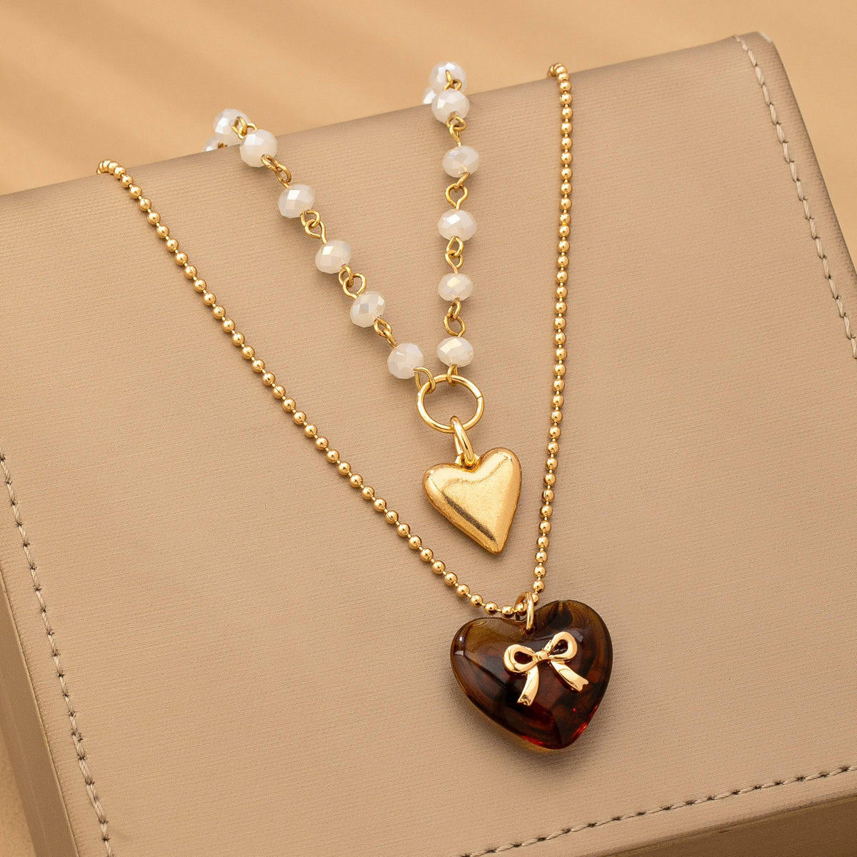 MULTI LAYER DOUBLE HEART CHARM NECKLACE | 80N92656