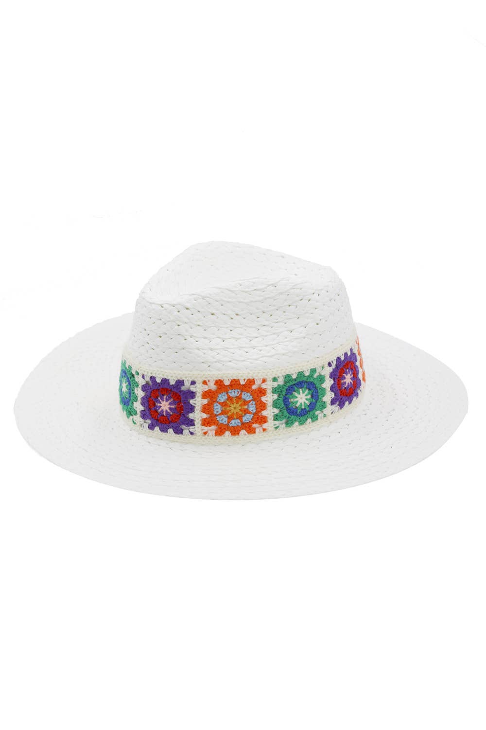 Floral Crochet Band Straw Hat