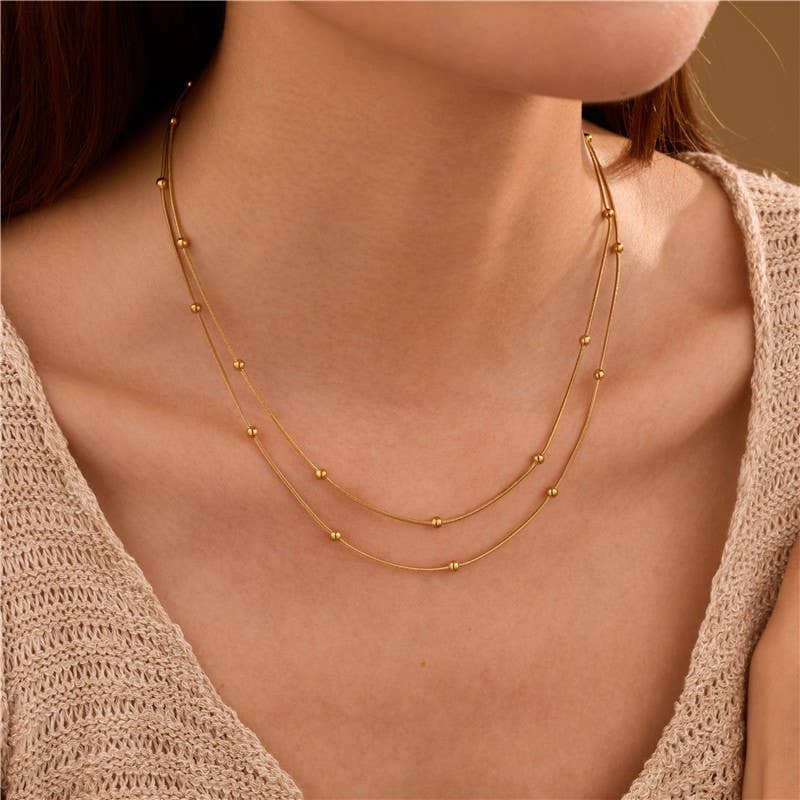 18K STAINLESS STEEL TARNISH FREE LAYERED NECKLACE | 40NK9684