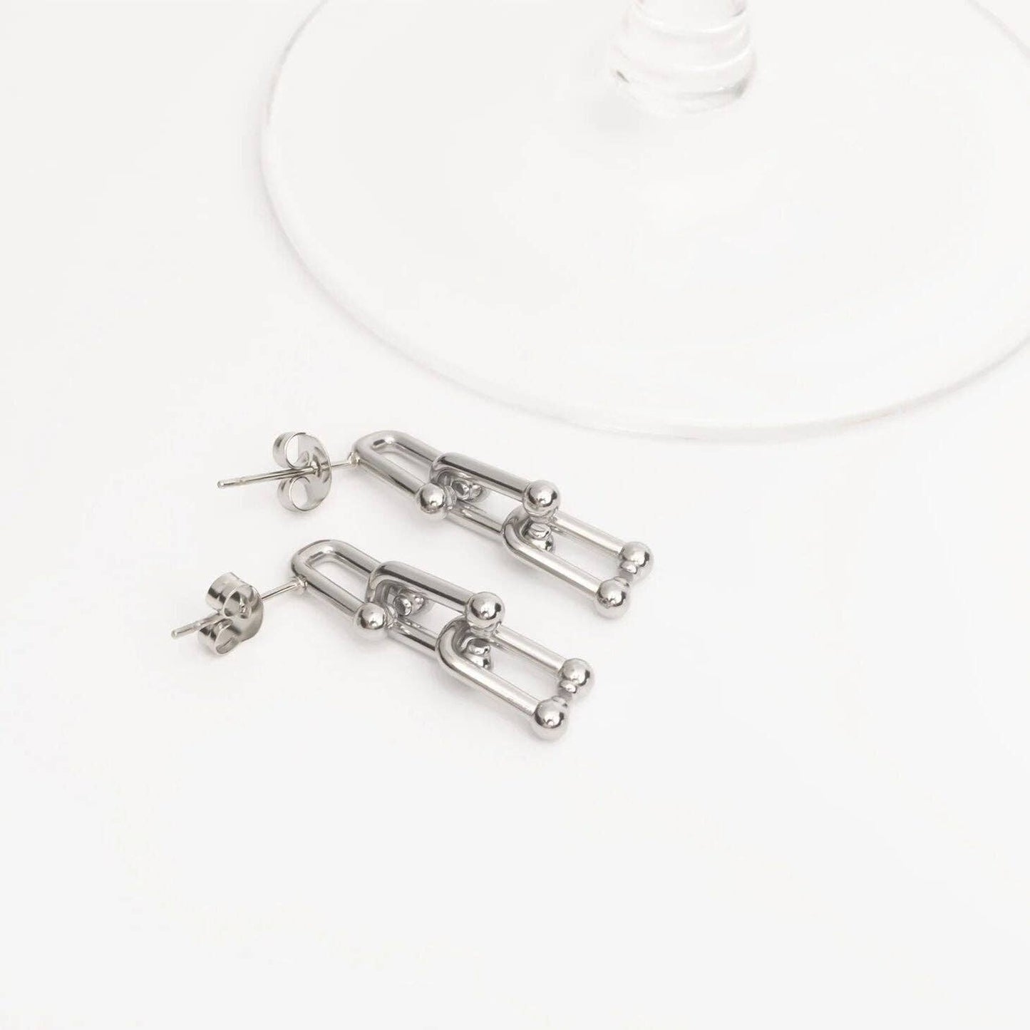 18K Gold PVD Stainless Steel Thin Ulock Chain Earrings