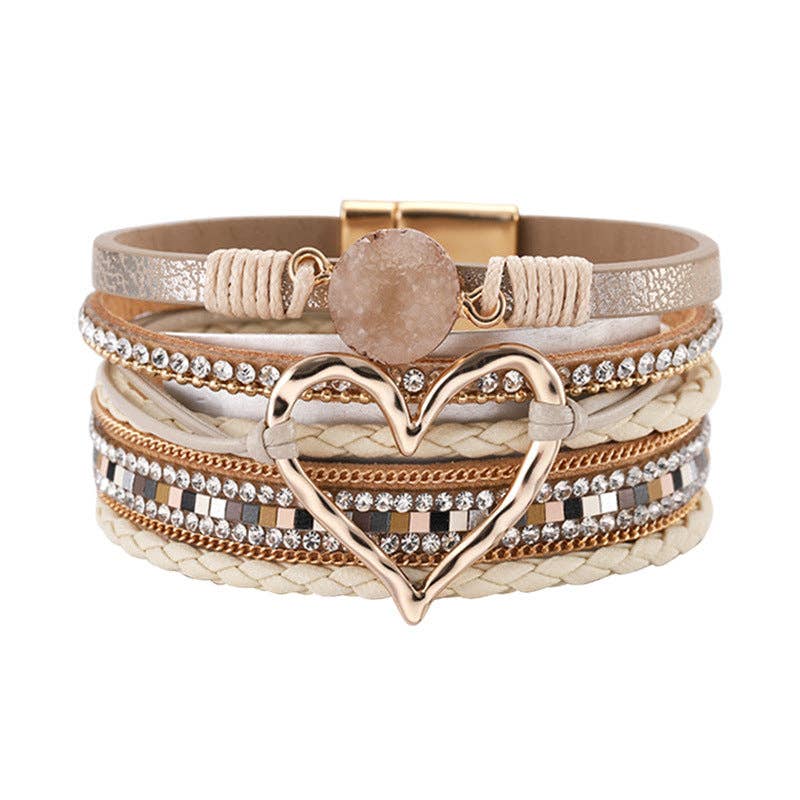 Multi-Layer Heart Charm Bangle Bracelets - BJ/LB